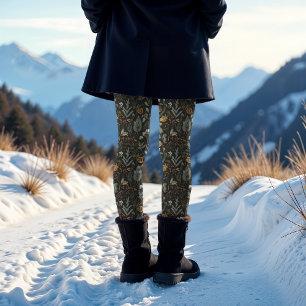 Leggings Moody Winter Navidades del patrón botánico vacacio