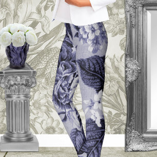 Leggings Mora Toile floral botánico púrpura azul No.1