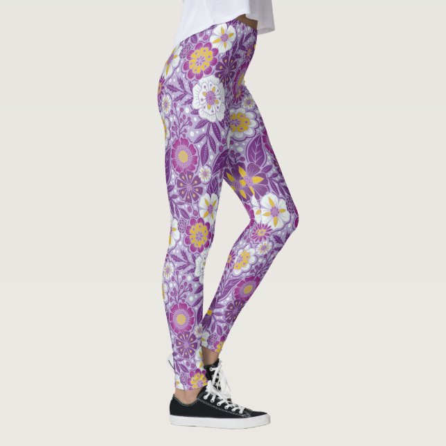 Leggings Morado, amarillo y magenta floral (Derecha)