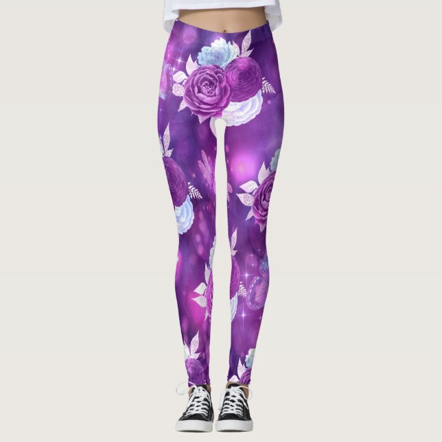 Leggings Morado Floral (Anverso)