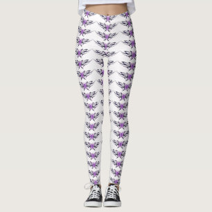 Leggings morado mariposas blanco