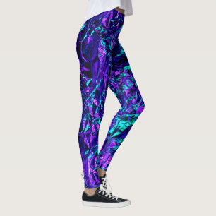Leggings Morado metálico y Verde azulado