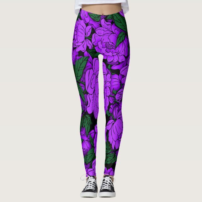 Leggings Morado Peonies (Anverso)