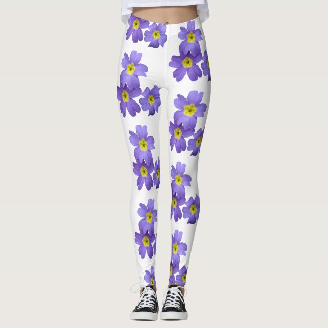 Leggings Morado Primula Flores Flores Personalizados Leggen (Anverso)