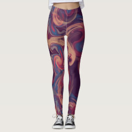 Leggings Morado y colorido color de agua giratoria