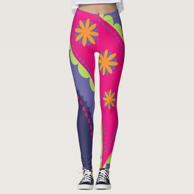 Leggings Morado y rosa paisley (Anverso)
