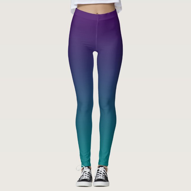 Leggings Morado Y Verde azulado Ombre (Anverso)