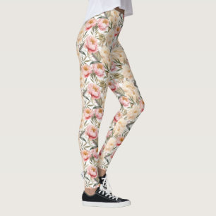 Leggings Moral de color de agua romántica Peony