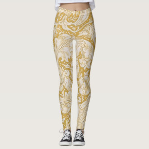 Leggings Morris Bachelor's Button Flower & Golden Stems