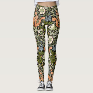 Leggings Morris BlackBackground 1896 Patrón Floral Compton