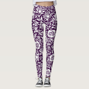 Leggings Morris Vintage Púrpura y Floral blanca