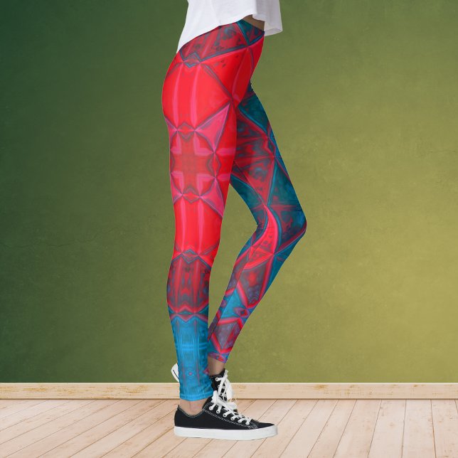 Leggings Mosaic Kaleidoscope Square Red and Blue (Subido por el creador)