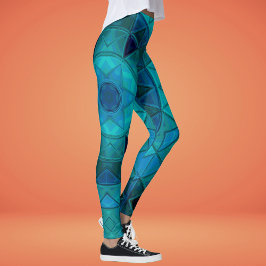Leggings Mosaic Mandala Flor Azul