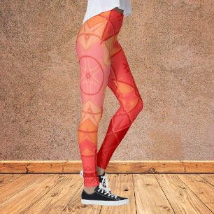 Leggings Mosaic Mandala Flor Rojo y Naranja
