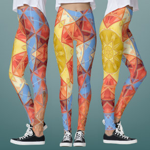 Leggings Mosaic Mandala Naranja Azul y Amarillo