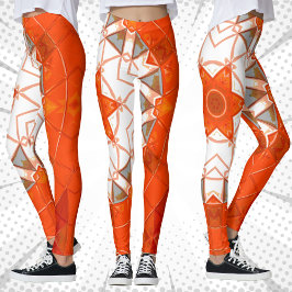 Leggings Mosaic Mandala Naranja y blanco