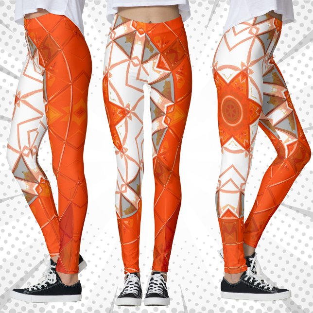 Leggings Mosaic Mandala Naranja y blanco (Subido por el creador)