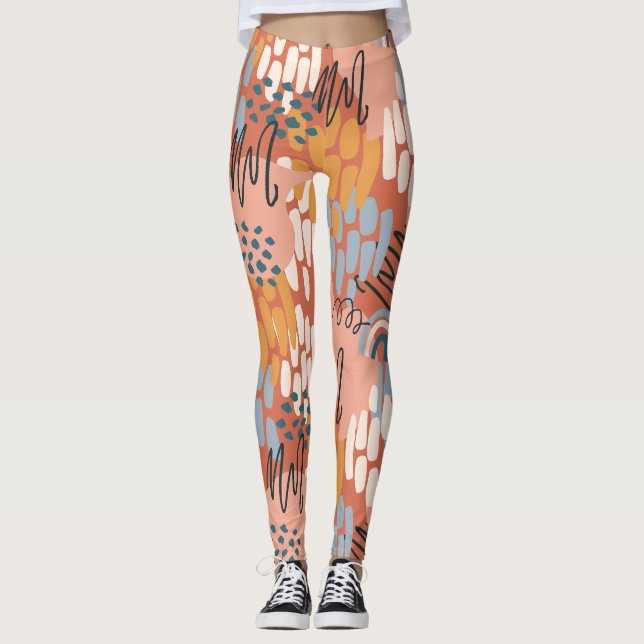 Leggings mosaico abstracto femenino colorido (Anverso)