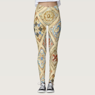 Leggings Mosaico Cerámico Medieval Crowne Fleur De Lis