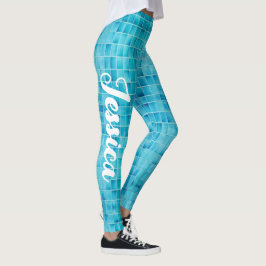 Leggings mosaico de azulejos de vidrio azul