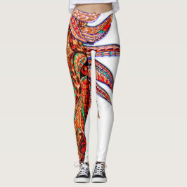 Leggings Mosaico de joyas de caballo colorido cowgirl rojo 