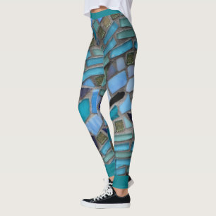 Leggings Mosaico de vidrio azul del mar