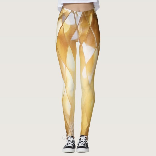 Leggings Mosaico dorado: Efecto de vidrio brillante. (Anverso)