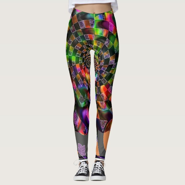 Leggings Mosaico espiral psicodélico (Anverso)
