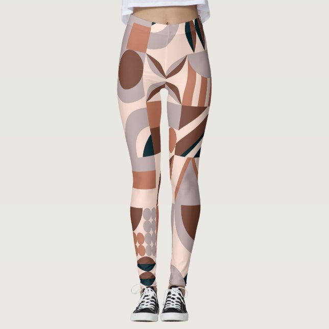 Leggings Mosaico geométrico colorido, fondo abstracto. (Anverso)