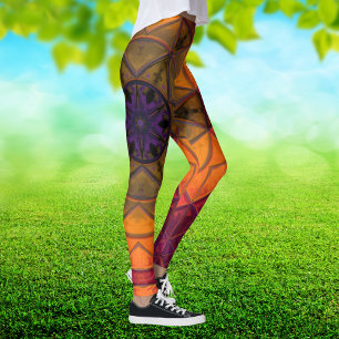 Leggings Mosaico Kaleidoscope Flor amarillo y morado