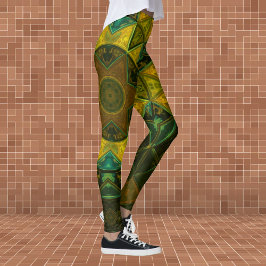 Leggings Mosaico Kaleidoscope Flor Amarillo y Verde