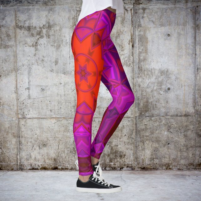 Leggings Mosaico Kaleidoscope Flor morado rosado y rojo (Subido por el creador)