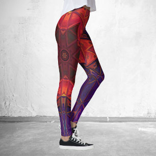 Leggings Mosaico Kaleidoscope Flor roja y morada