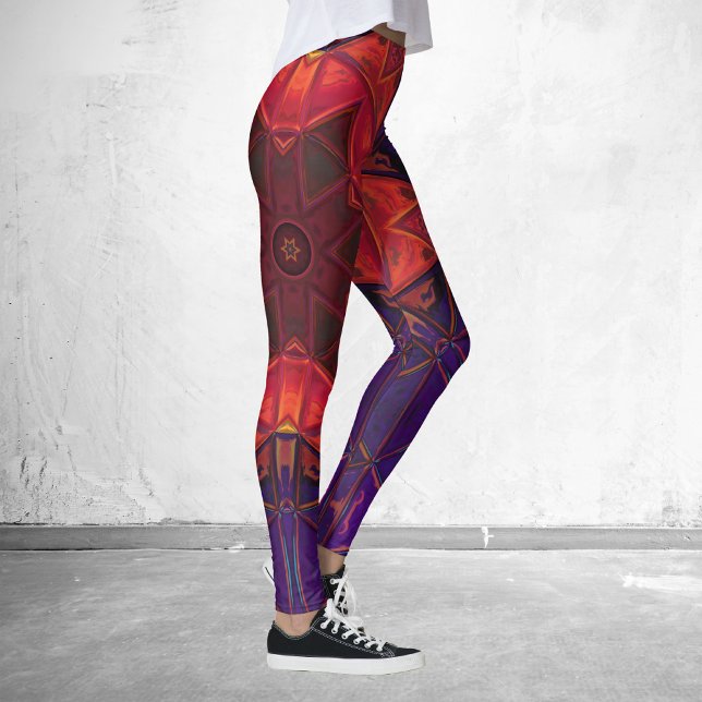 Leggings Mosaico Kaleidoscope Flor roja y morada (Subido por el creador)