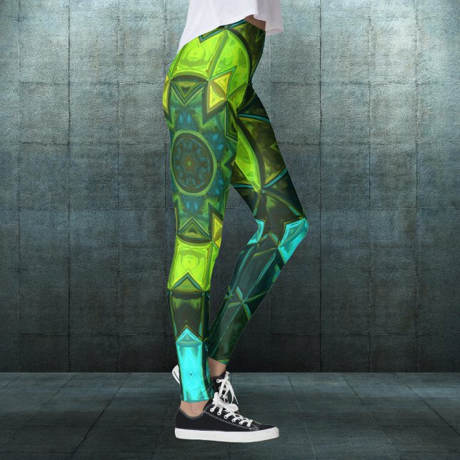 Leggings Mosaico Kaleidoscope Flor verde y azul (Subido por el creador)