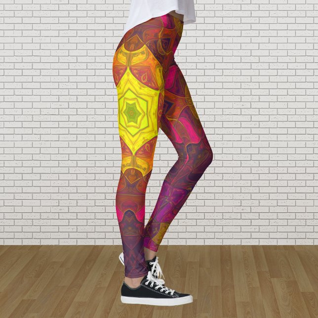 Leggings Mosaico Mandala Flor amarillo rosa y morado (Subido por el creador)