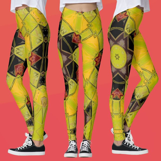 Leggings Mosaico Mandala Flor Amarillo Verde Rojo y Negro (Subido por el creador)
