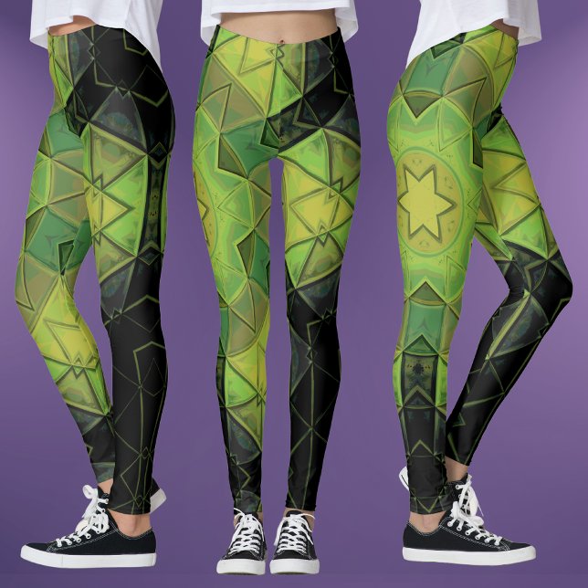 Leggings Mosaico Mandala Flor Amarillo Verde y Negro (Subido por el creador)