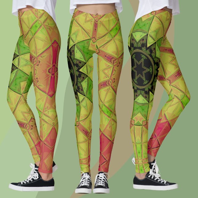 Leggings Mosaico Mandala Flor Amarillo Verde y Rosa (Subido por el creador)