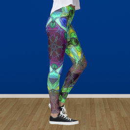 Leggings Mosaico Mandala Flor Azul morado y Verde