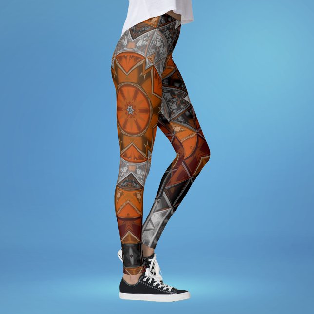 Leggings Mosaico Mandala Flor Naranja Blanco y Negro (Subido por el creador)