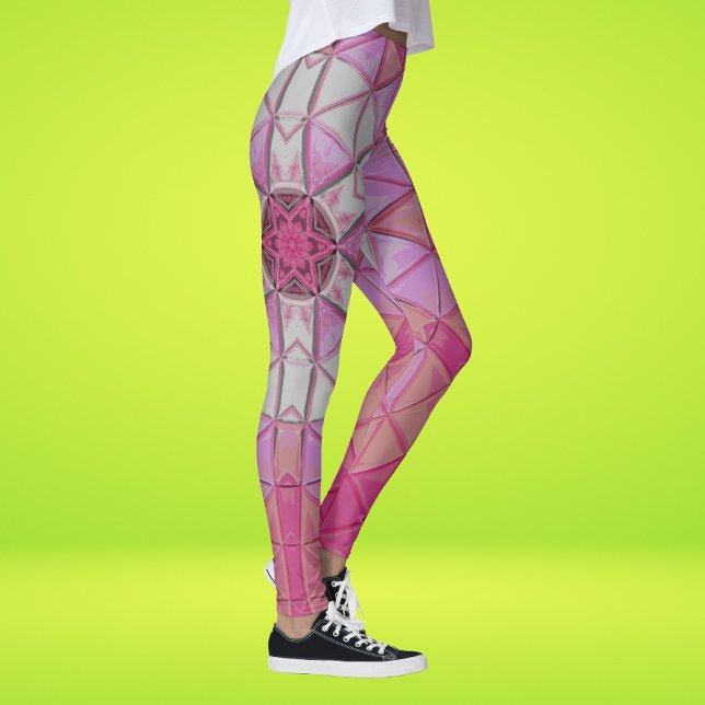 Leggings Mosaico Mandala Flor rosa y blanco (Subido por el creador)