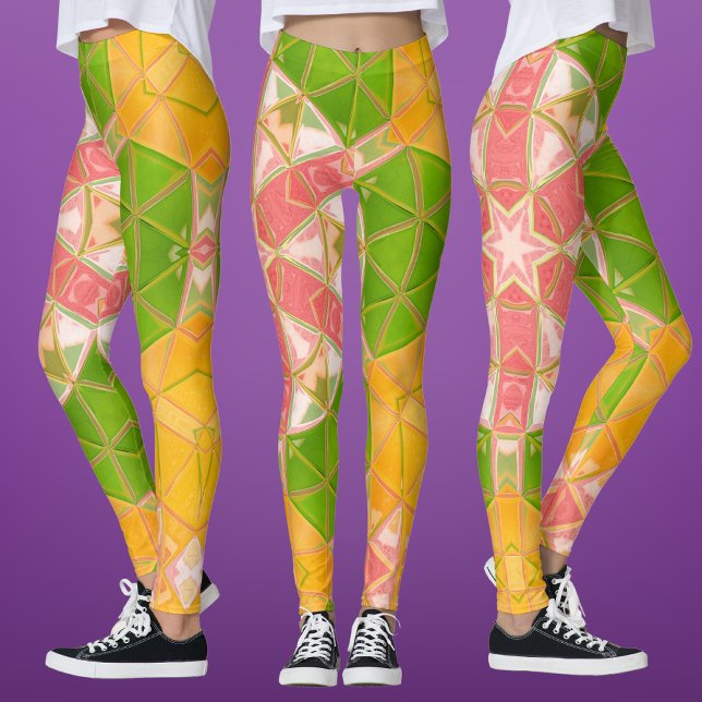 Leggings Mosaico Mandala Naranja Verde y Rosa (Subido por el creador)