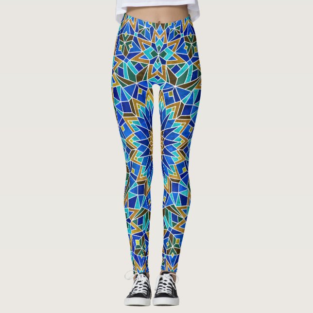 Leggings Mosaico Marroquí: Diseño árabe sin foco (Anverso)