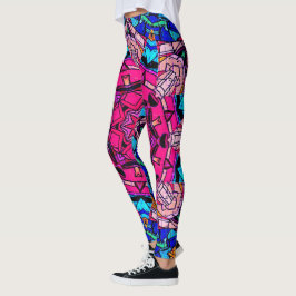 Leggings Mosaico rosa Mandala Floral Psicodélico Retro