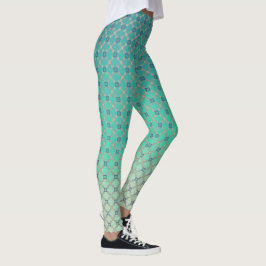 Leggings Mosaico verde azulado y geométrico