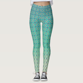 Leggings Mosaico verde azulado y geométrico