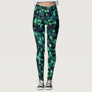 Leggings Mosaico verde negro con color parcialmente elimina