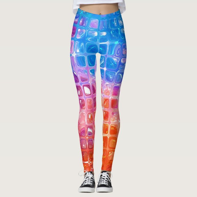 Leggings Mosaico vibrante: fondo abstracto multicolor (Anverso)
