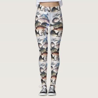LEGGINGS MOSAICOS ROMANOS ANTIGUOS, PESCADOS, ESCENA DE VID